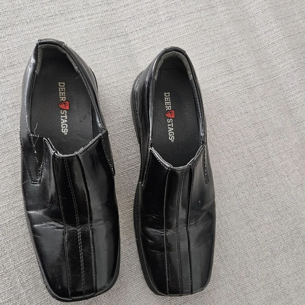 DEER STAGS WINGS JR BOYS 3M SLIP ON DRESS‎ SHOE BLACK Casual Wedding Formal
